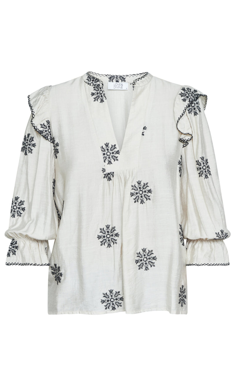 Love & Divine Skjorte - Love1347 - Bamboo/Black Flower