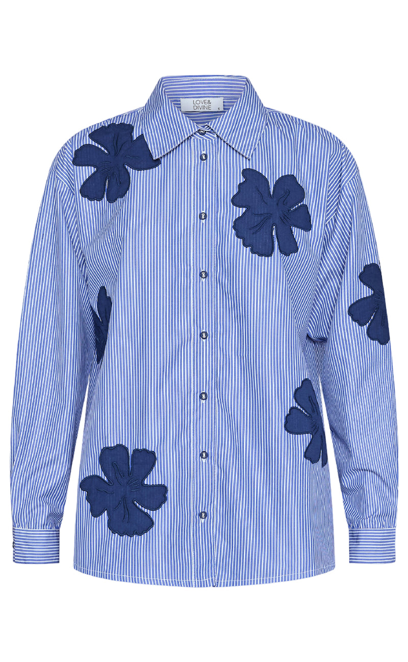 Love & Divine Skjorte - Love1499 - Blue Flower