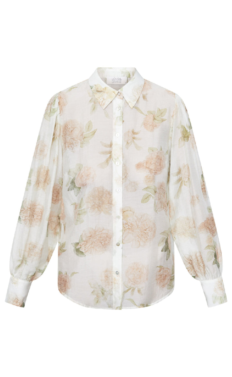 Love & Divine Skjorte - Love919-18 - Cream Flower