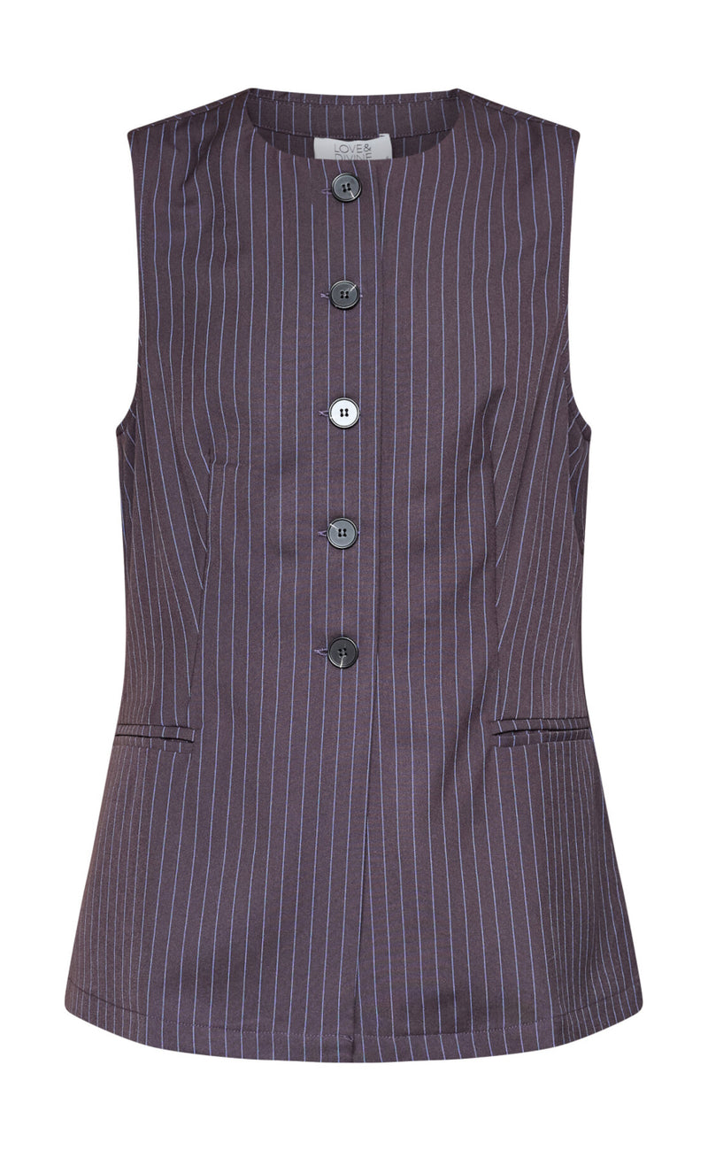 Love & Divine Vest - Love1343-1 - Blue Pinstripe