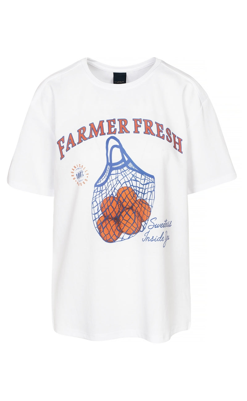 Luxzuz T-shirt - Farmer Fresh - White