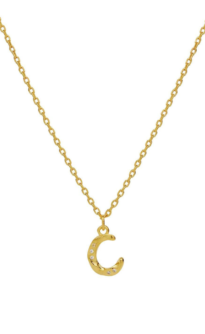 Maanesten Halskæde - C Alphabet - Gold Colour