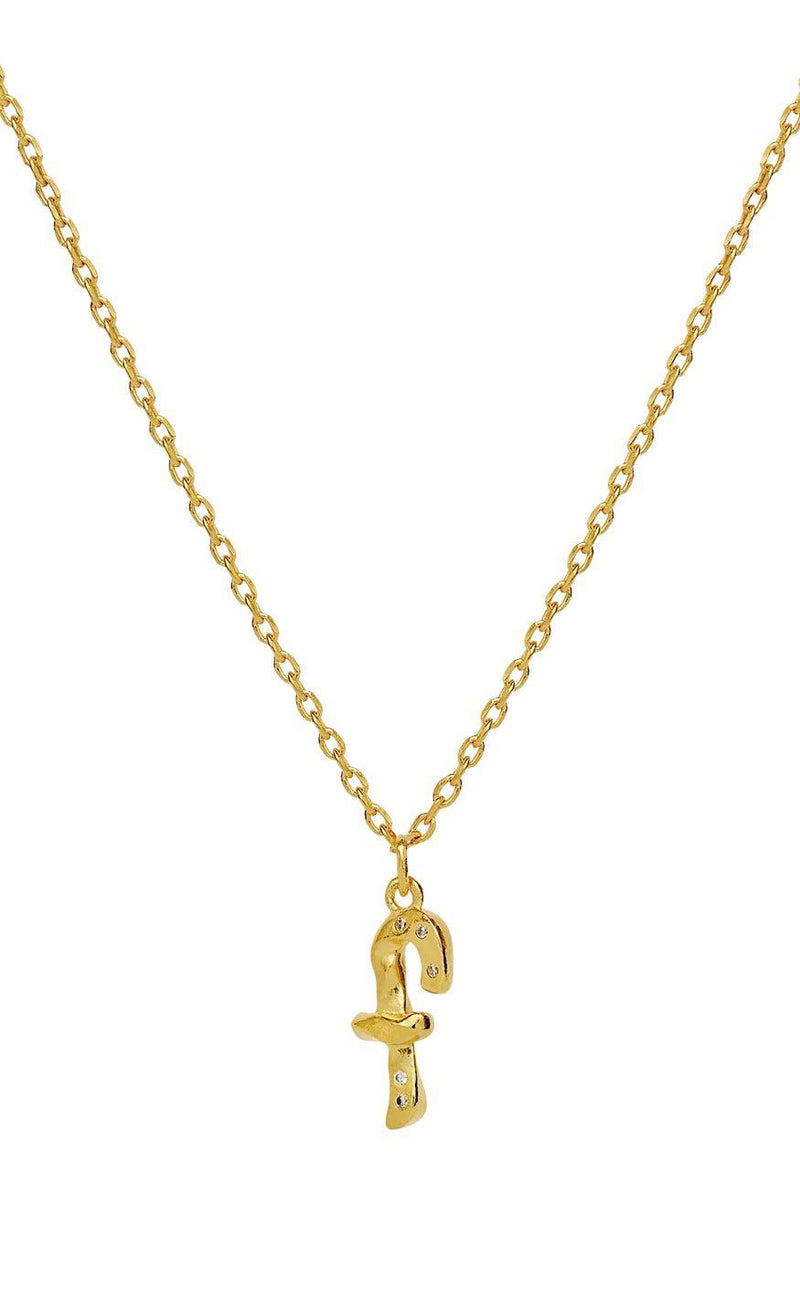 Maanesten Halskæde - F Alphabet - Gold Colour