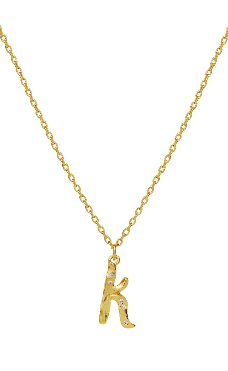 Maanesten Halskæde - K Alphabet - Gold Colour