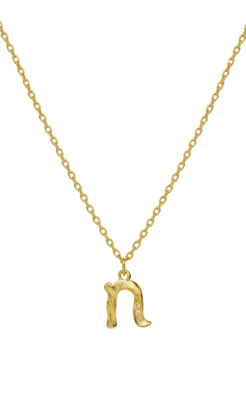 Maanesten Halskæde - N Alphabet - Gold Colour