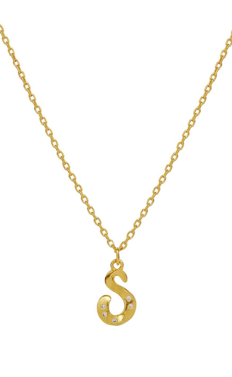 Maanesten Halskæde - S Alphabet - Gold Colour