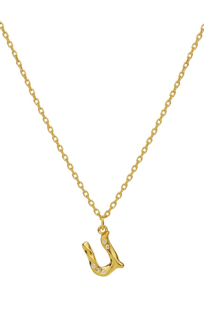 Maanesten Halskæde - U Alphabet - Gold Colour