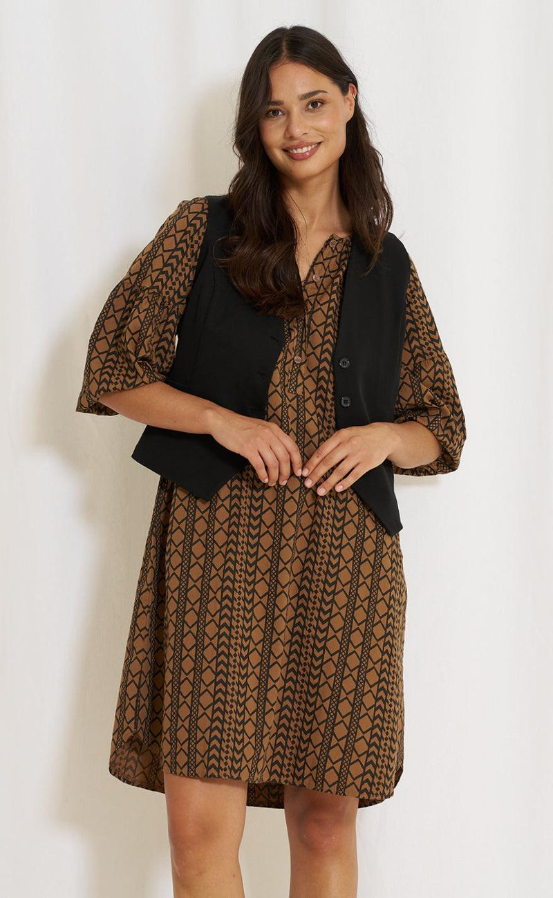 Marta Du Chateau Kjole - 5879 Ellie - Camel/Black