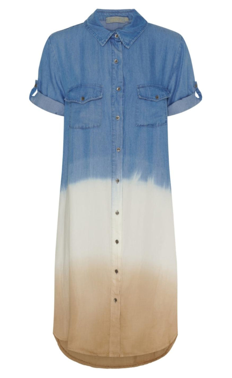 Marta Du Chateau Kjole - 82395 Kirstin - Light Blue / White / Camel