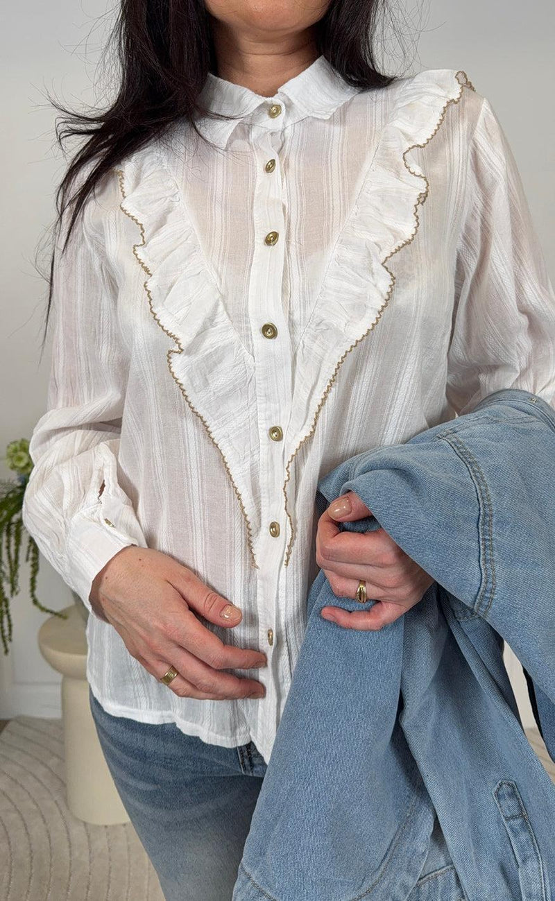 Marta Du Chateau Skjorte - Laurette - White/Beige