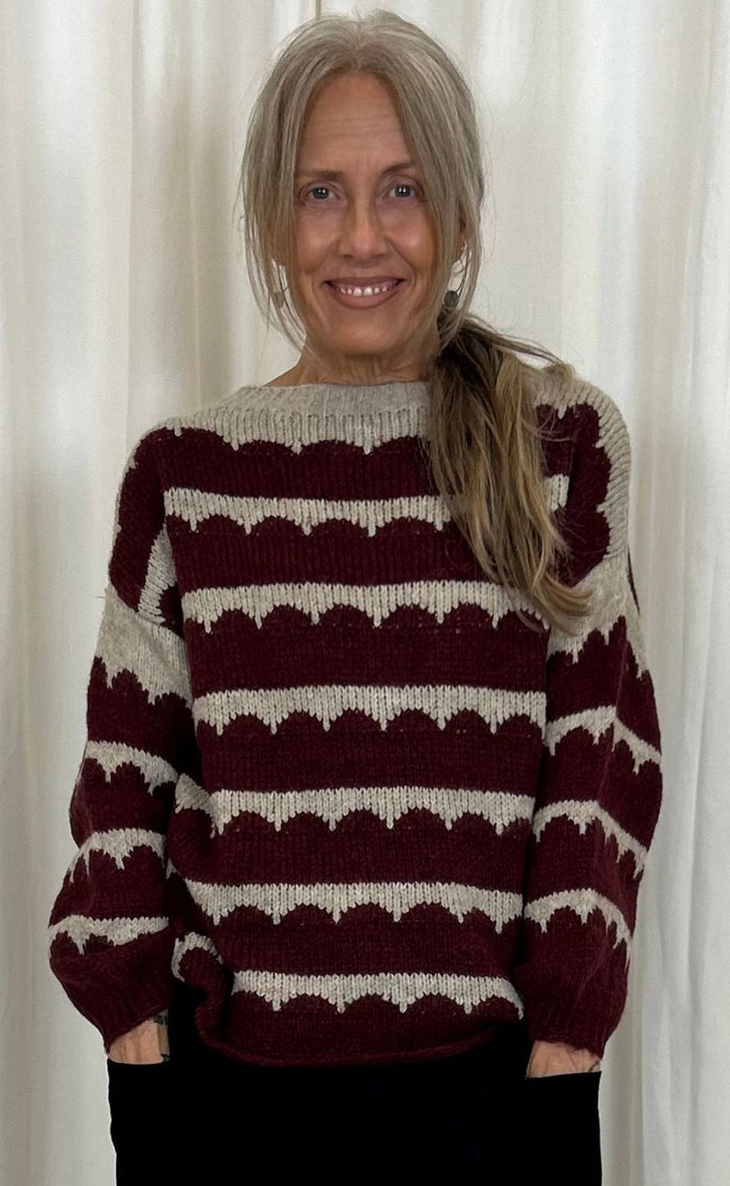Marta Du Chateau Striktrøje - Constance Knit - Vino/Beige