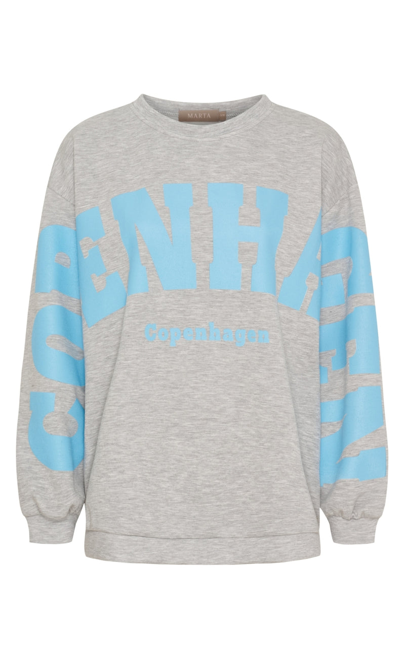 Marta Du Chateau Sweatshirt - Hibiscus - Grey/Skyblue