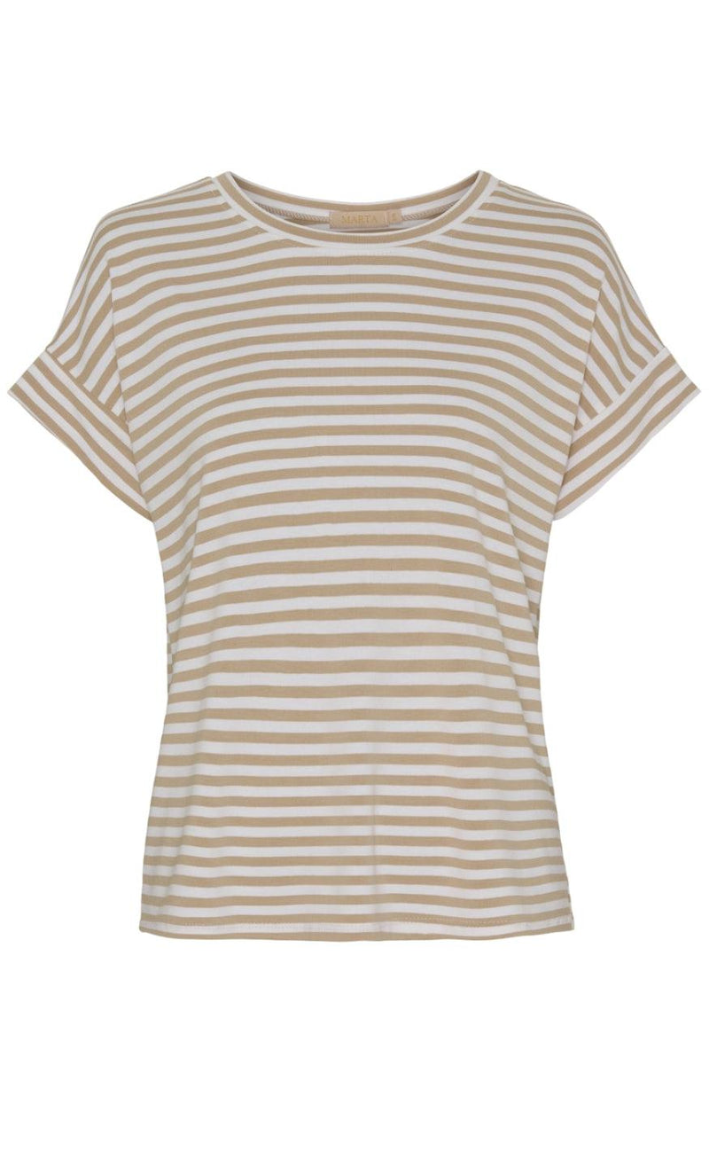 Marta Du Chateau T-Shirt - Lotte - White/Beige Stripe