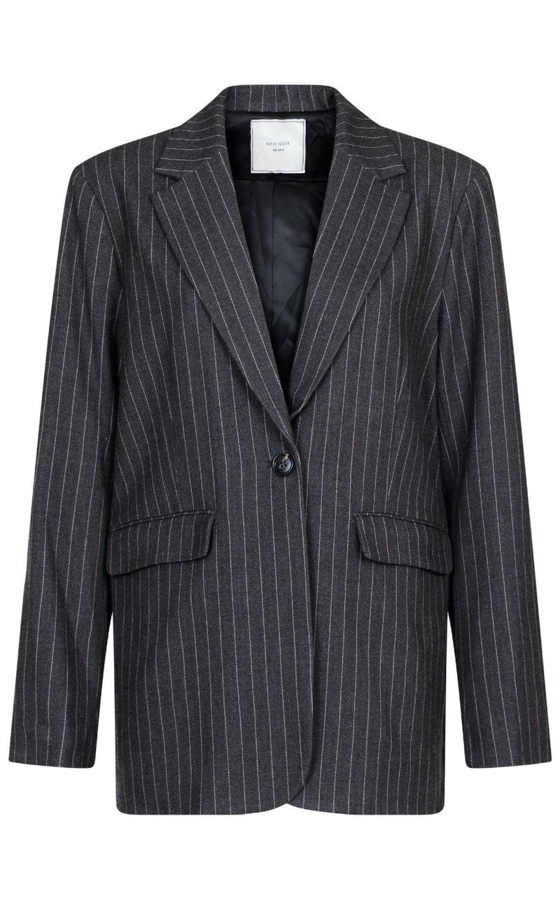 Neo Noir Blazer - Gaby Pinstripe - Antracit Melange
