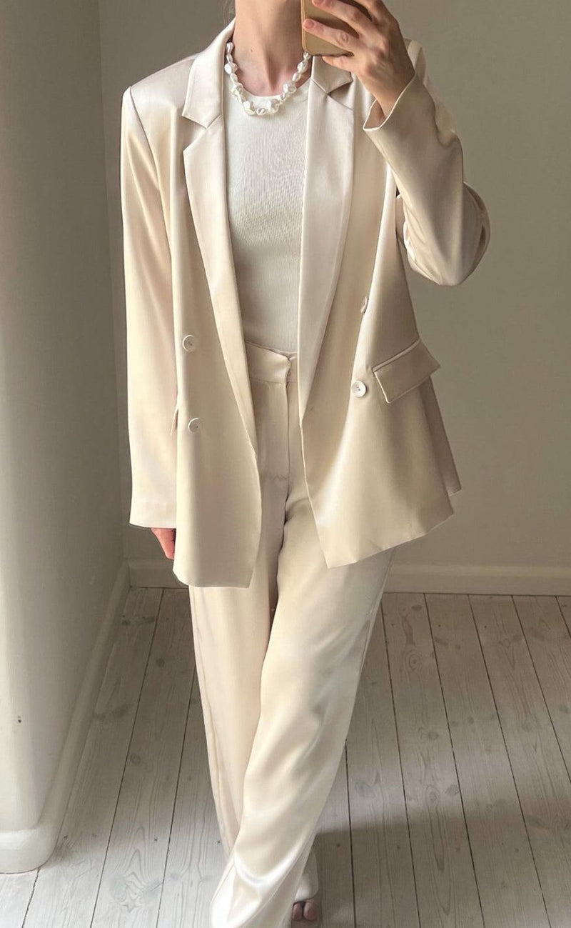 Neo Noir Blazer - Jardin Heavy Sateen - Ivory