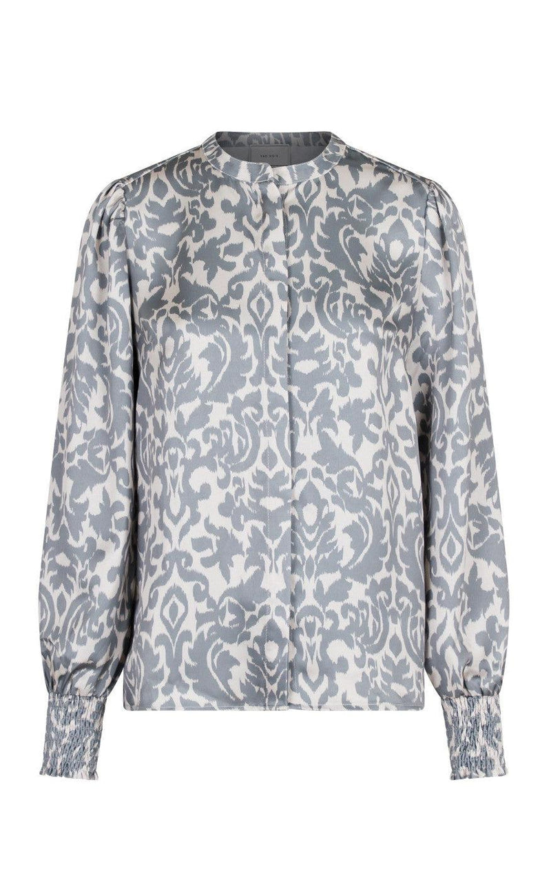 Neo Noir Blouse - Kala Flower Blur - Dusty Army