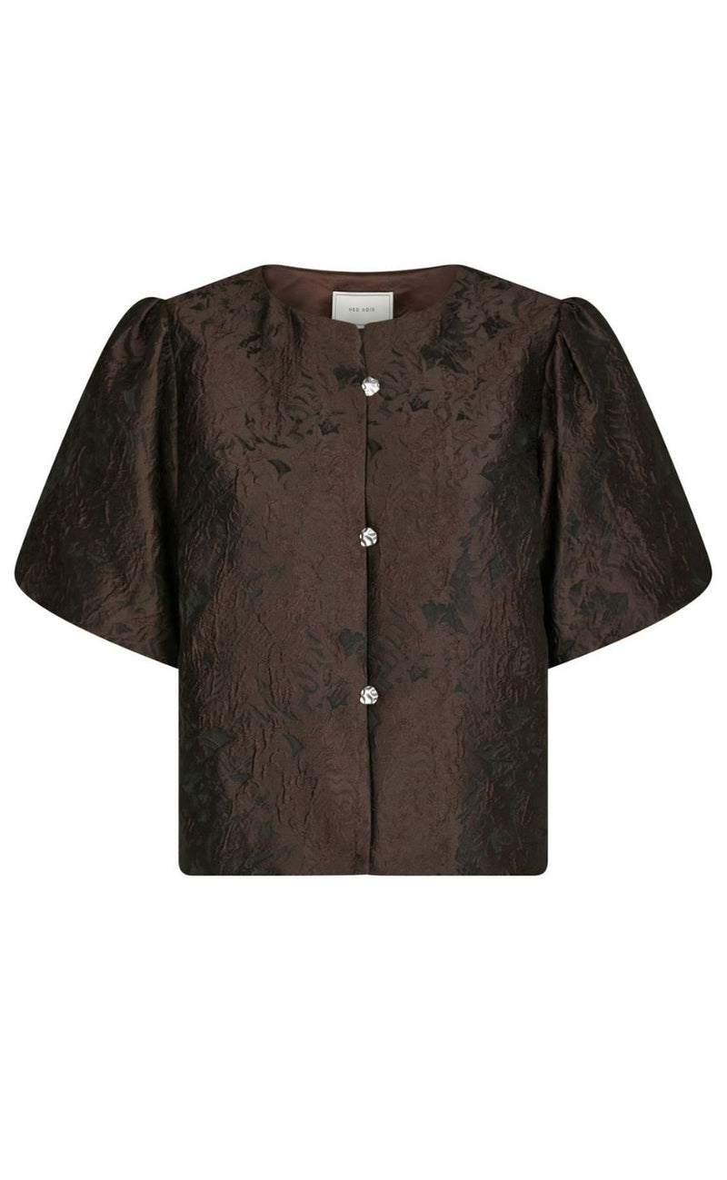 Neo Noir Bluse - Aisa Brocade - Dark Brown