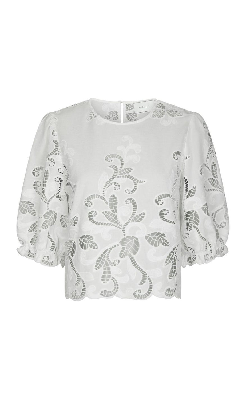 Neo Noir Bluse - Fia Embrodery - White