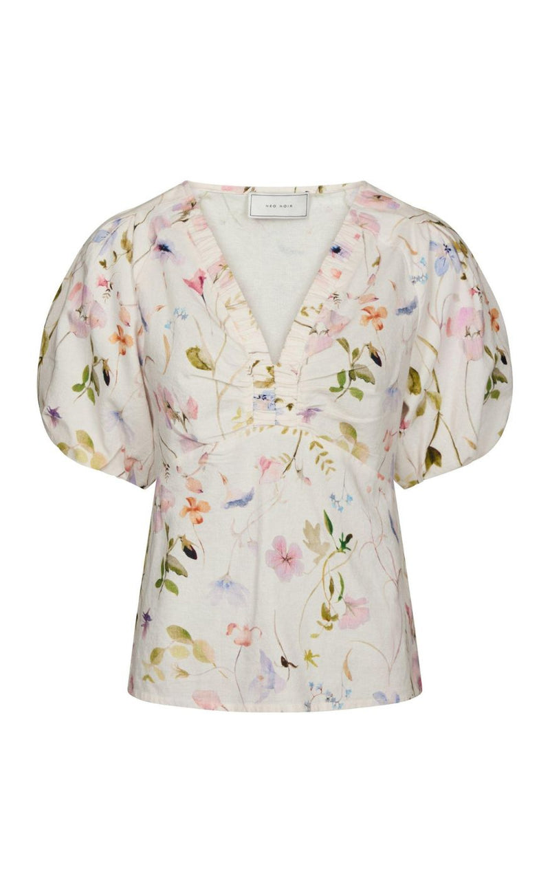 Neo Noir Bluse - Irina Flower - Off White