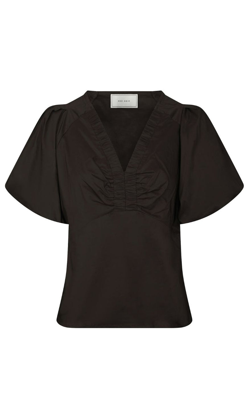 Neo Noir Bluse - Irina Poplin - Chocolate Brown