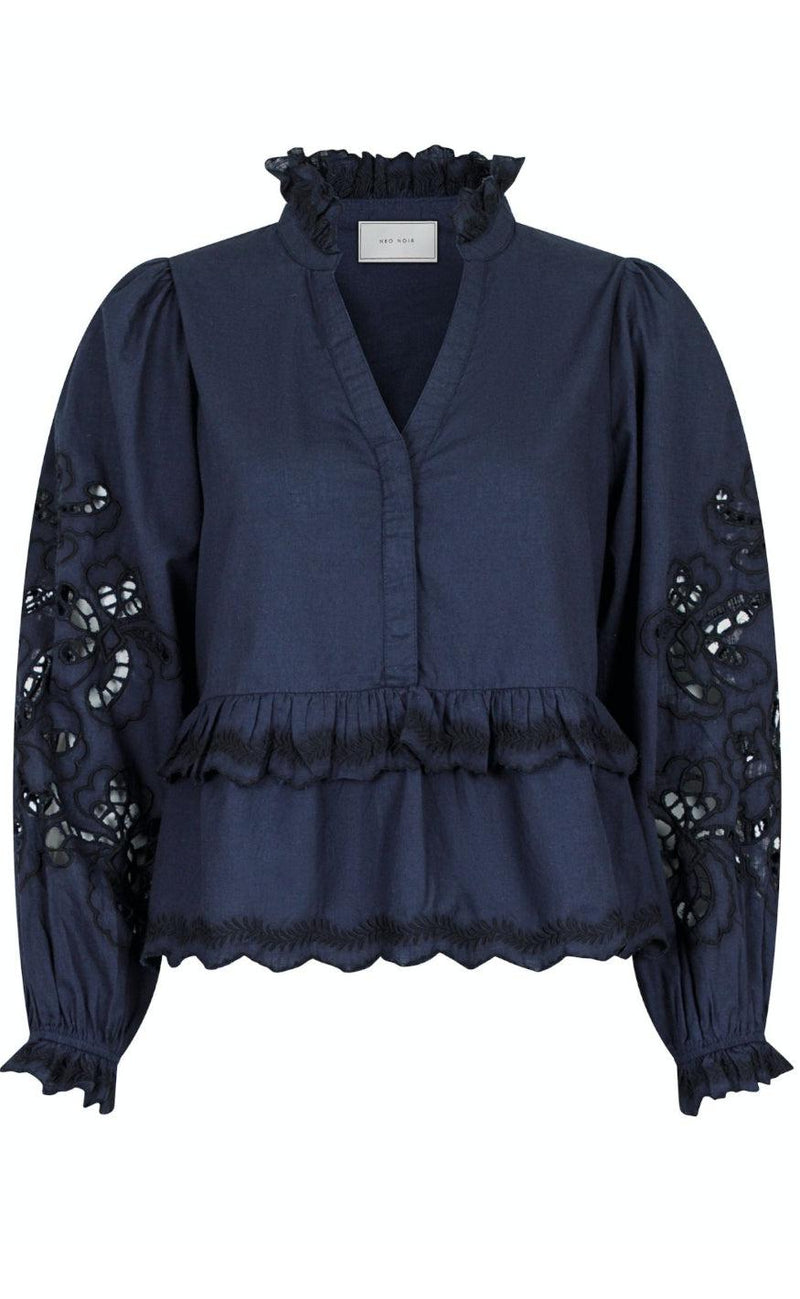Neo Noir Bluse - Kimmo Embroidery - Black