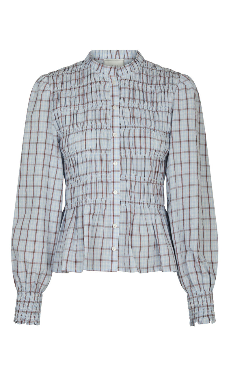 Neo Noir Bluse - Mocca - Light Blue