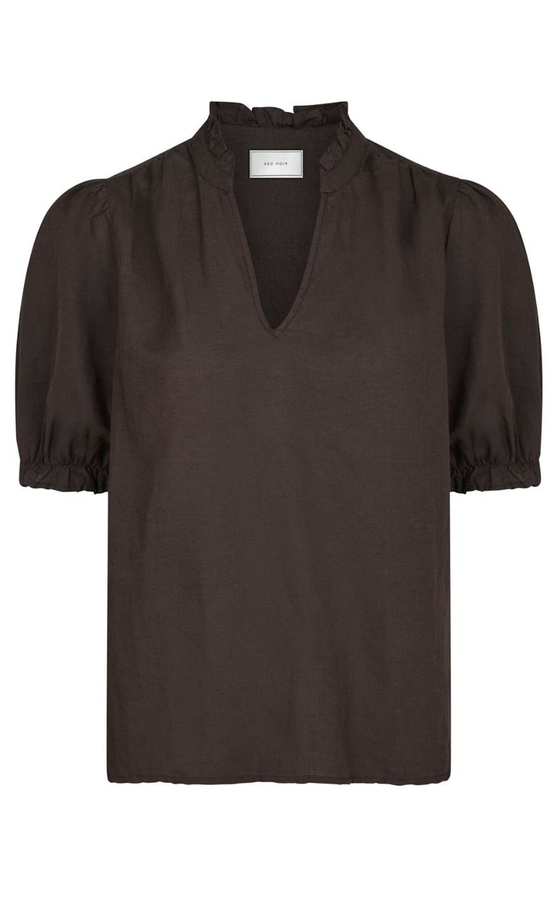 Neo Noir Bluse - Odesa Linen - Dark brown