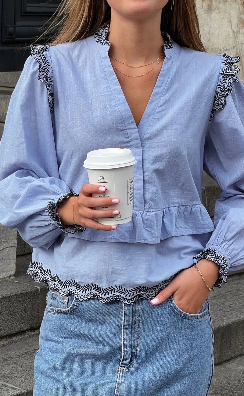 Neo Noir Bluse - Panama - Light Blue