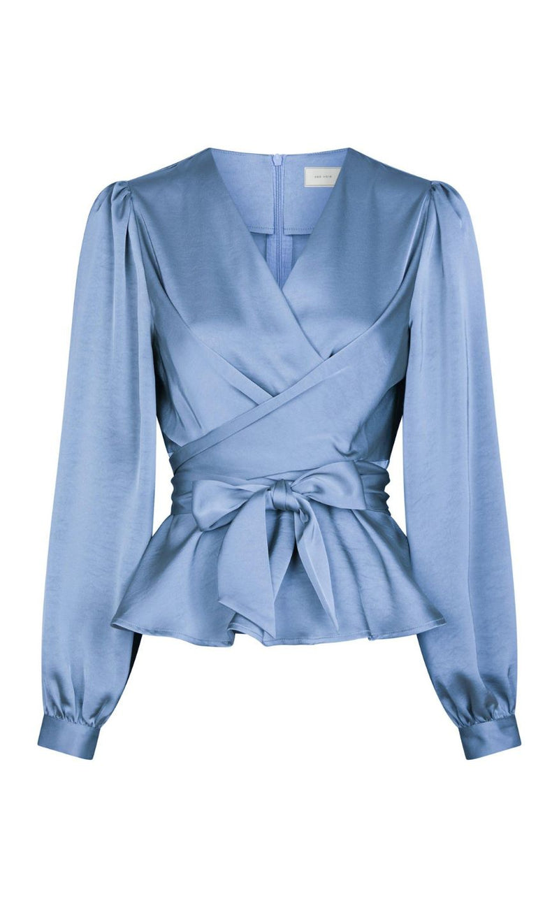 Neo Noir Bluse - Rista Heavy Sateen - Smoke Blue
