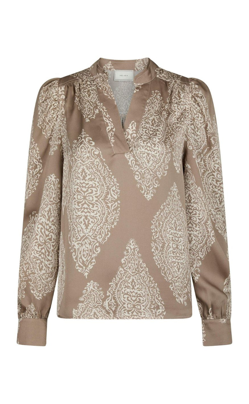 Neo Noir Bluse - Rosslyn Paisley Drop - Dark Taupe