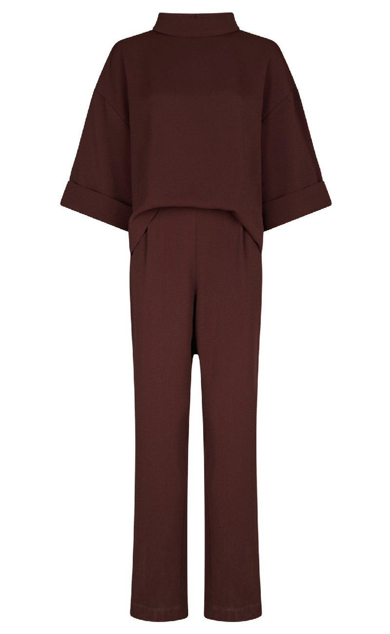 Neo Noir Buksedragt - Arlo Crepe - Burgundy