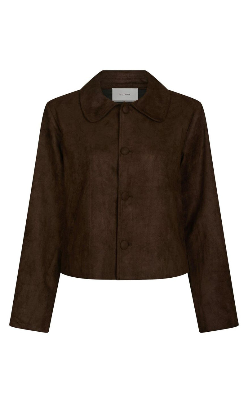 Neo Noir Jakke - Nilo Faux Suede - Dark Brown