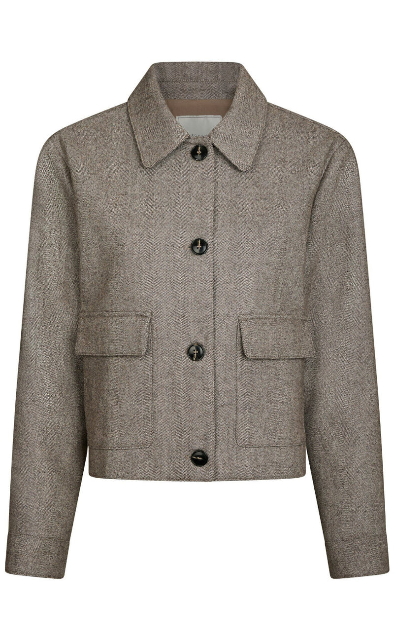 Neo Noir Jakke - Romana Herringbone - Dusty Brown