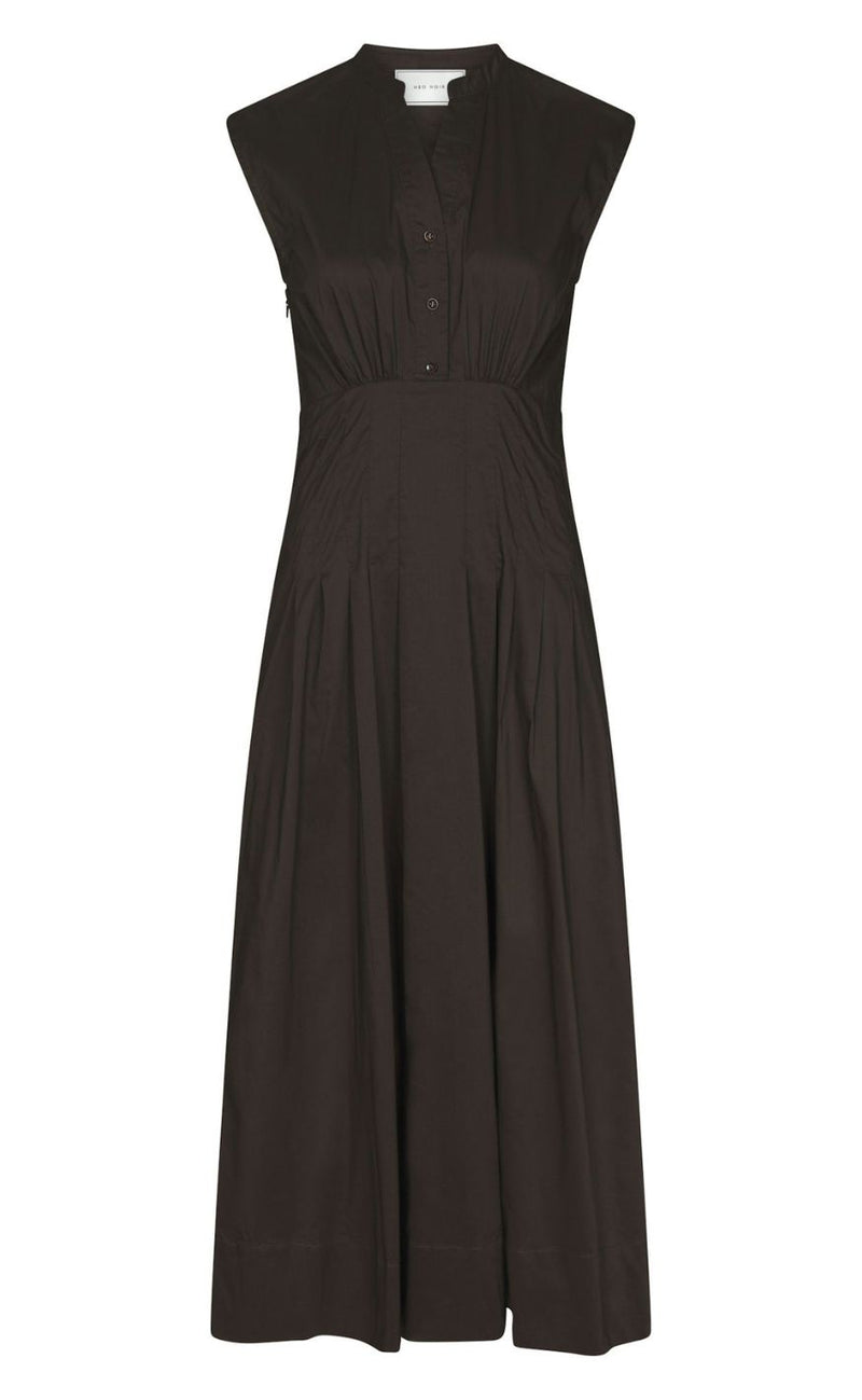 Neo Noir Kjole - Irena Poplin - Chocolate Brown
