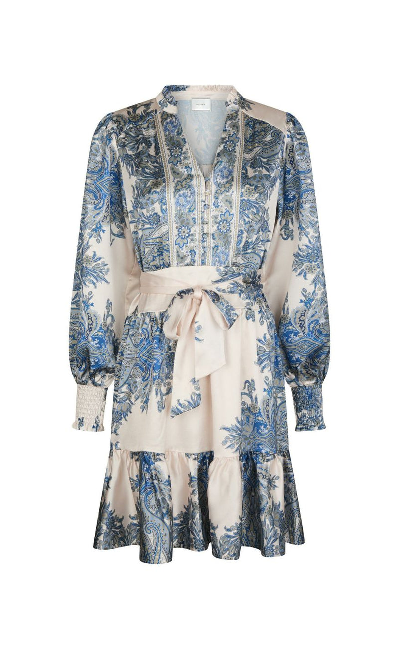 Neo Noir Kjole - Malfida Paisley - Ash Blue