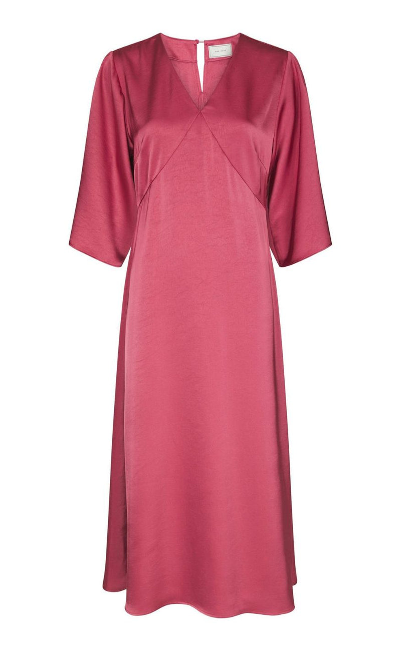 Neo Noir Kjole - Remara Heavy Sateen - Cherry Pink