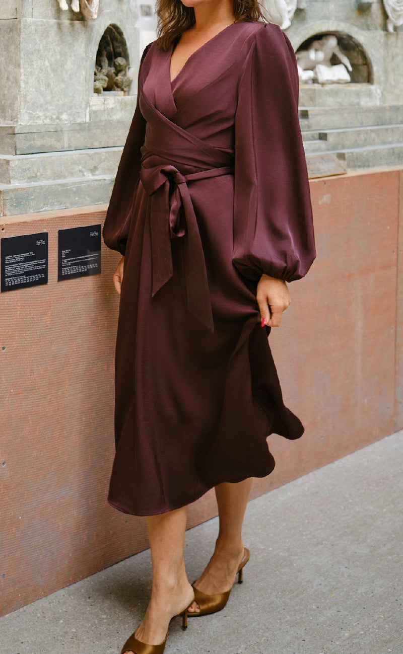 Neo Noir Kjole - Rimini Heavy Sateen - Burgundy
