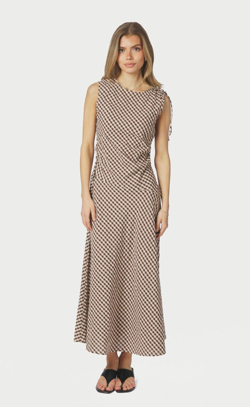 Neo Noir Kjole - Saxton Check - Brown