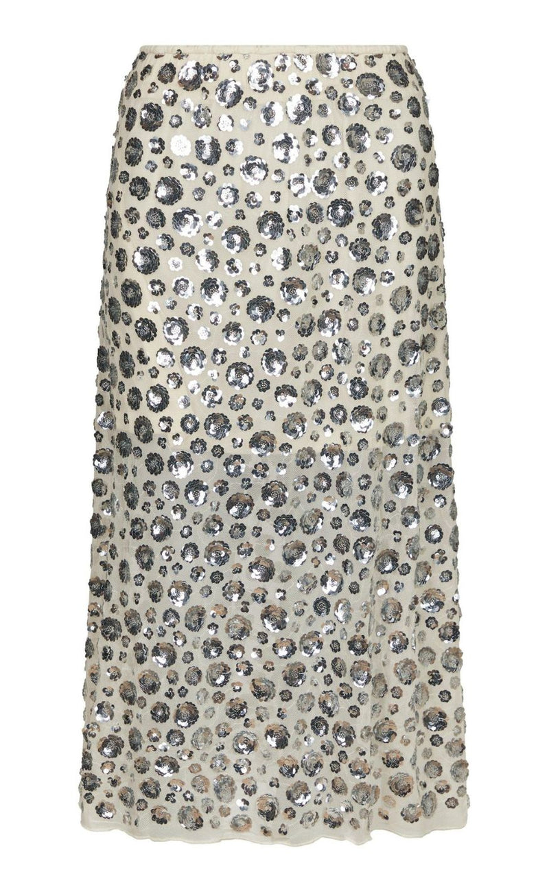 Neo Noir Nederdel - Gilla Flower Sequins - Creme