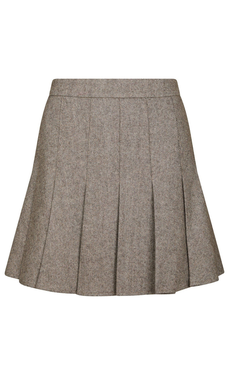 Neo Noir Nederdel - Laurina Herringbone - Dusty Brown