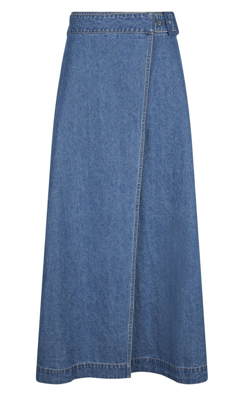 Neo Noir Nederdel - Nina Wrap Denim - Blue