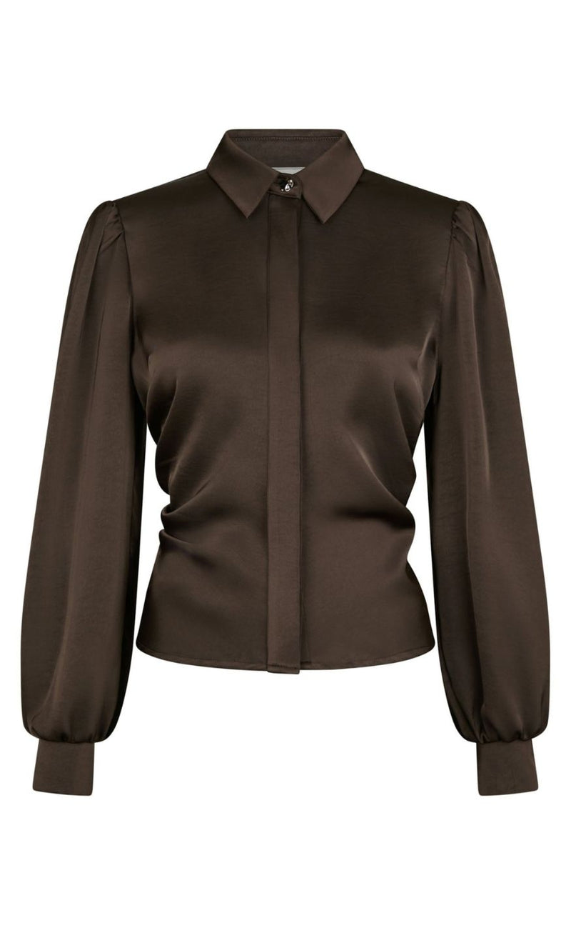 Neo Noir Skjorte - Fransala Heavy Sateen - Dark Brown