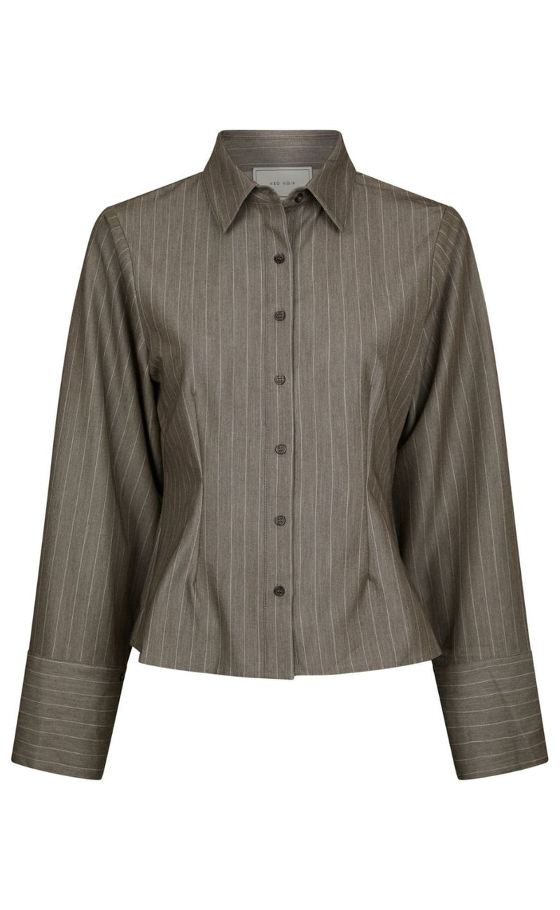 Neo Noir Skjorte - Rosa Pinstripe Melange - Dusty Brown