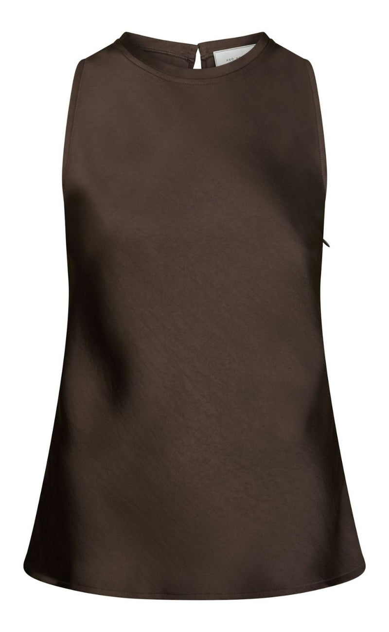 Neo Noir Top - Celina Heavy Sateen - Dark Brown