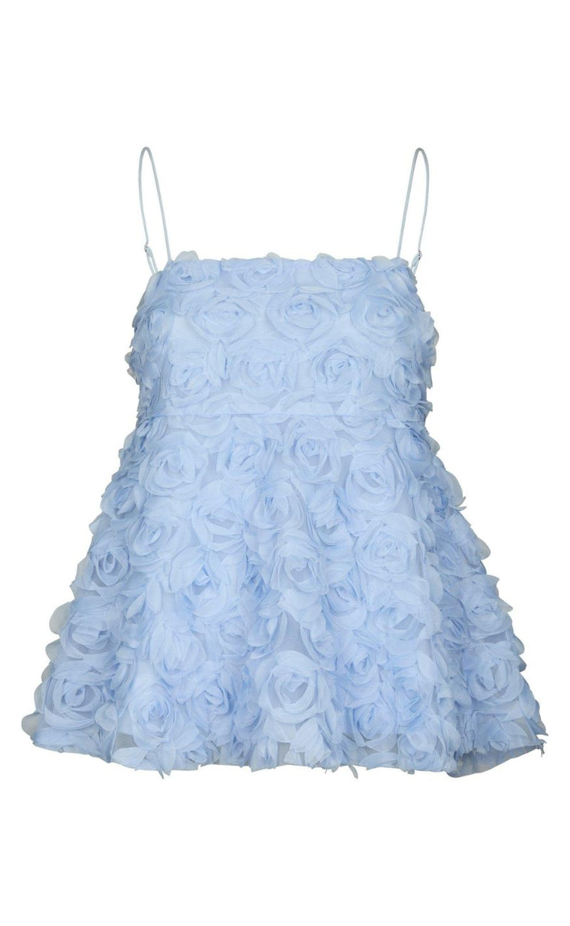 Neo Noir Top - Kenli Flower - Light Blue