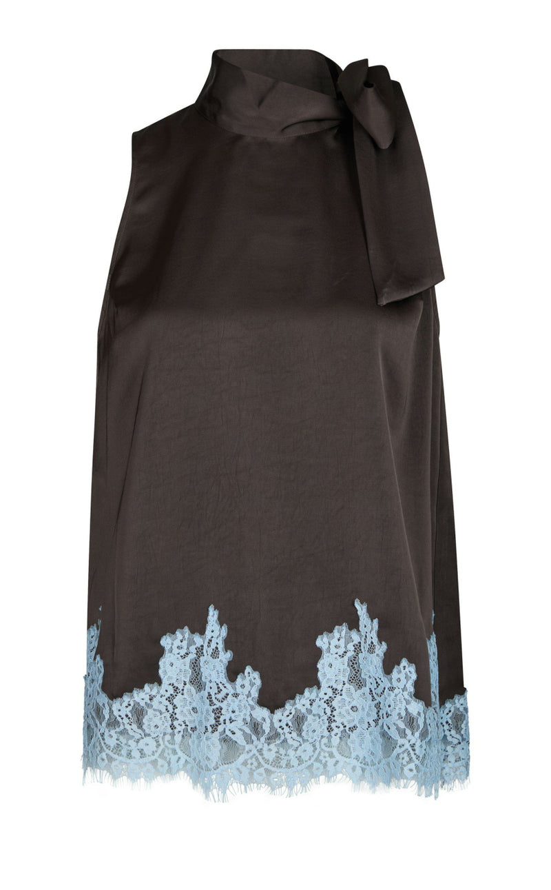 Neo Noir Top - Lorenz Lace - Dark Brown