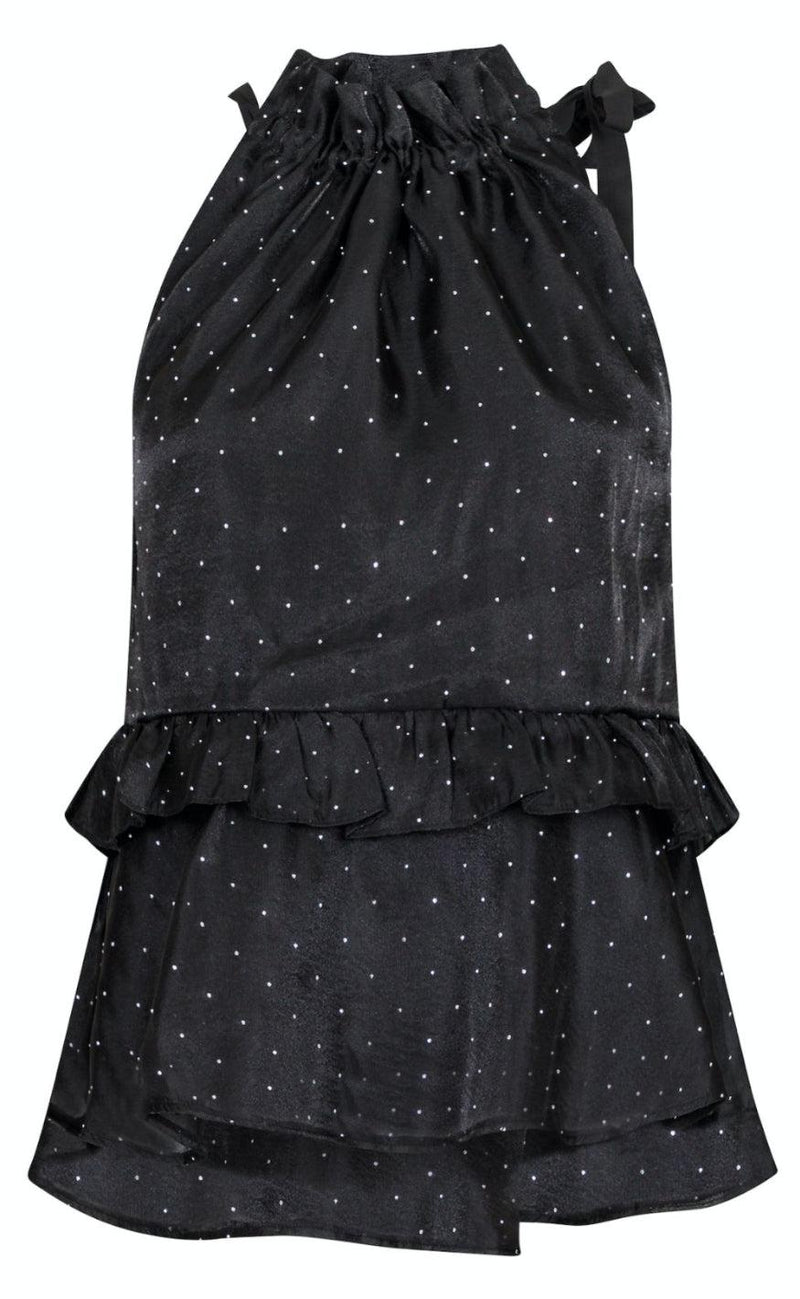 Neo Noir Top - Margy Bedazzled Top - Black