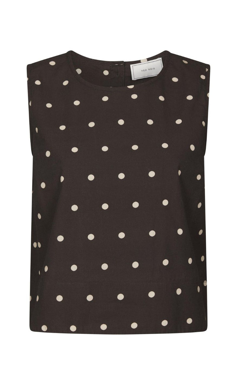 Neo Noir Top - Polly Dot - Dark Brown
