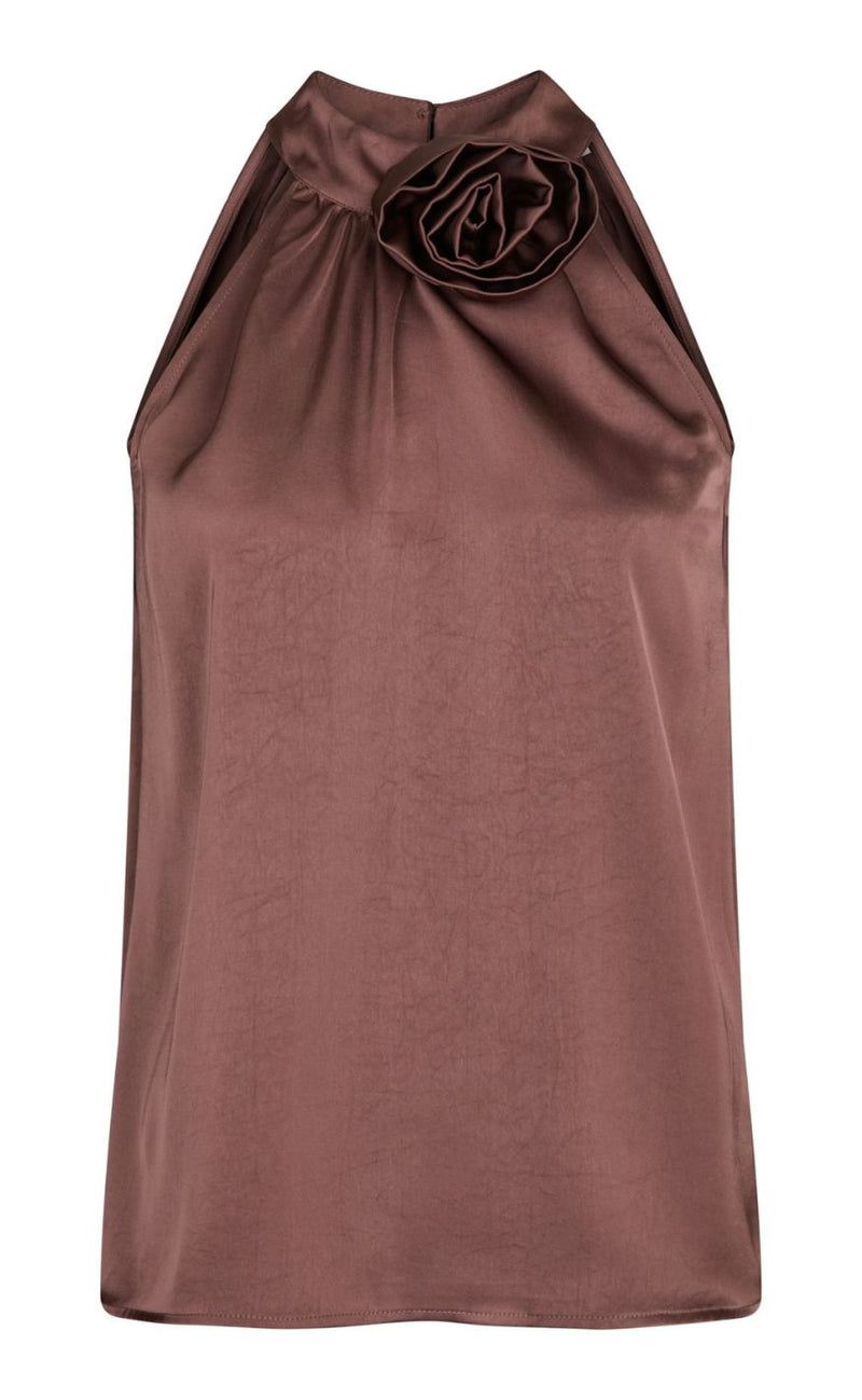 Neo Noir Top - Rosette heavy Sateen - Dark Rose
