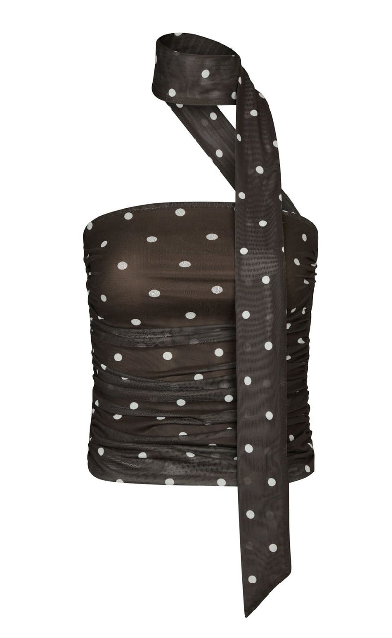 Neo Noir Top - Torinti Mesh Dot - Brown